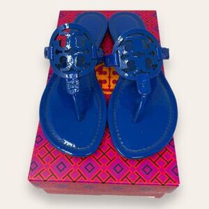 Tory Burch Nautical Blue Patent Leather Miller Thong Sandals 8.5 Women’s